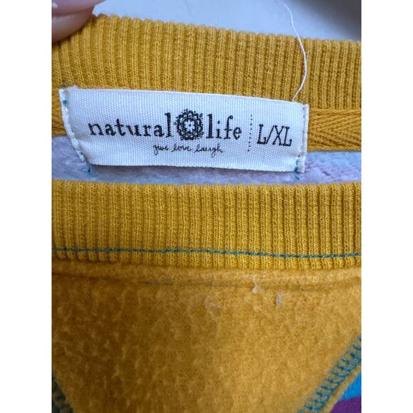 Natural Life Oversized Striped Crewneck Sweatshirt Boho Preppy Rugbyish L/XL - Picture 2 of 4